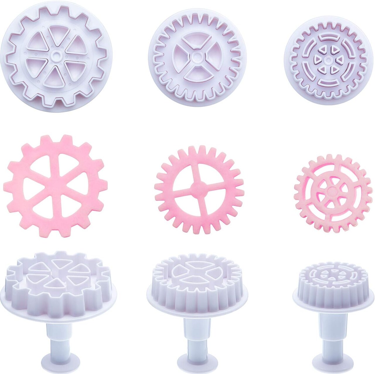 6 Pieces Gear Cookie Cutters Steampunk Fondant Molds Cogs Mold Clock Wheel